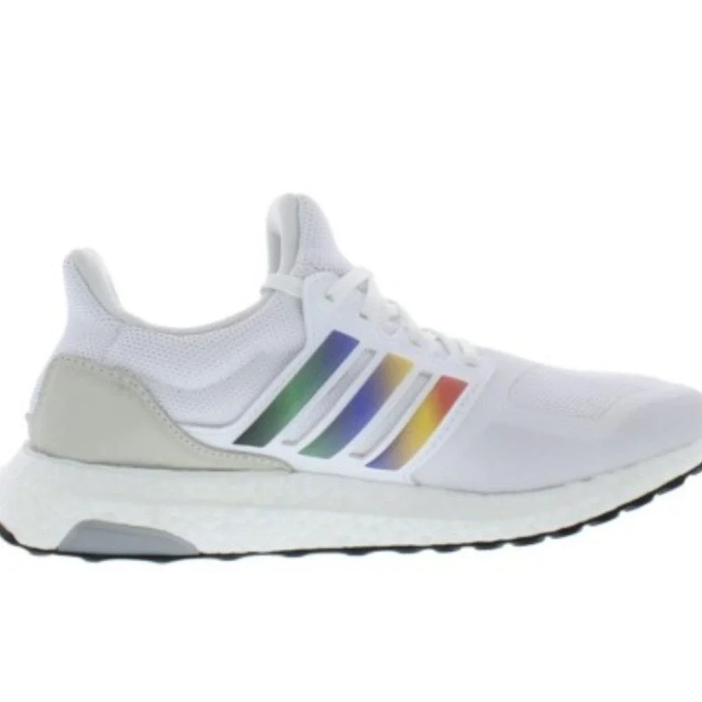 Adidas | Woman's Ultraboost S&L Pride White Rainbow Running Shoes, Size 8.5